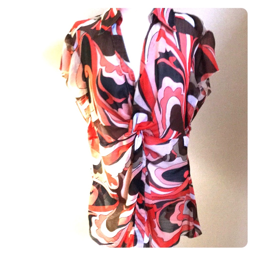 Sheer twist front paisley dress shirt